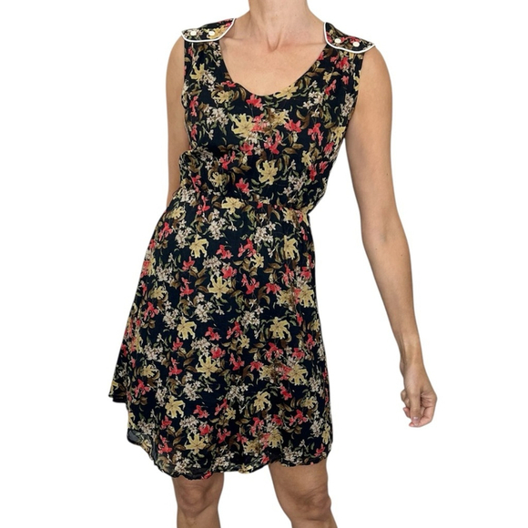 Cokluch Dresses & Skirts - Vintage 80s style Cokluch Montreal black floral gauzy cotton mini summer dress M